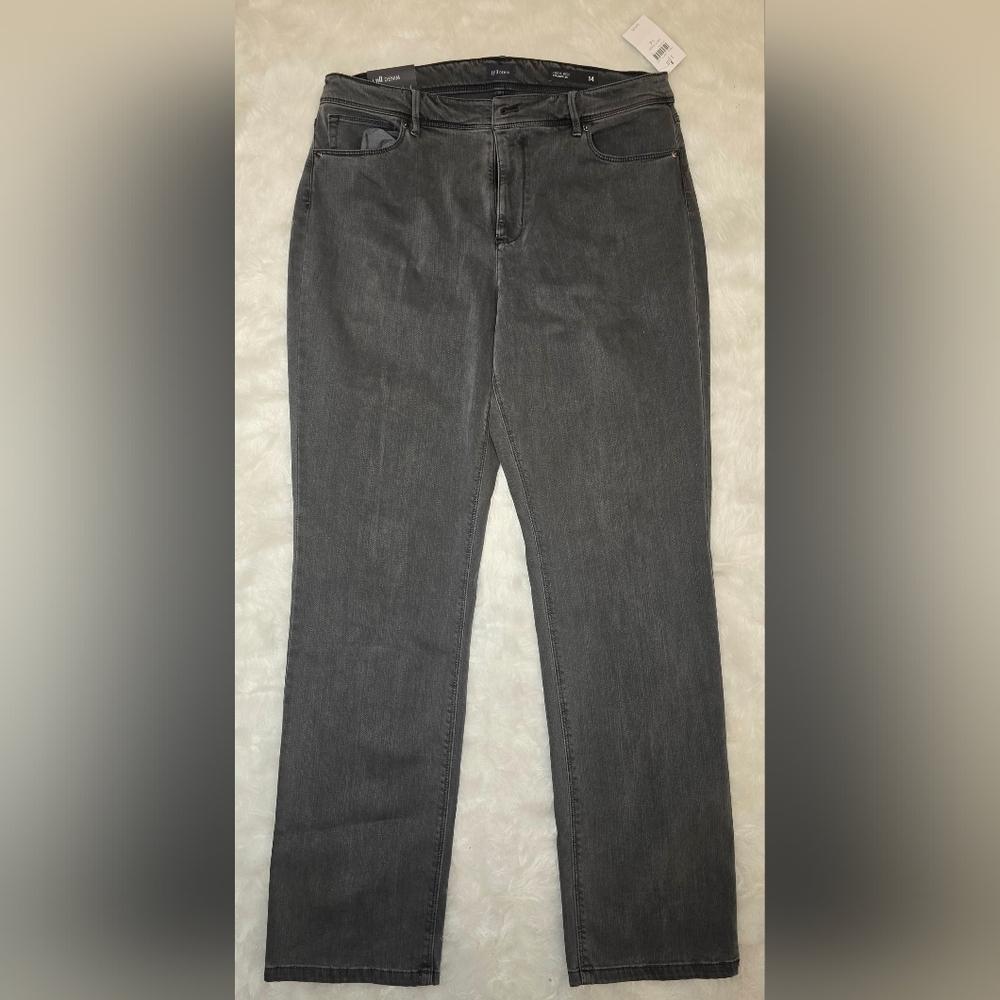 NWT J. Jill High Rise Straight Leg Onyx Wash Jeans Charcoal Grey